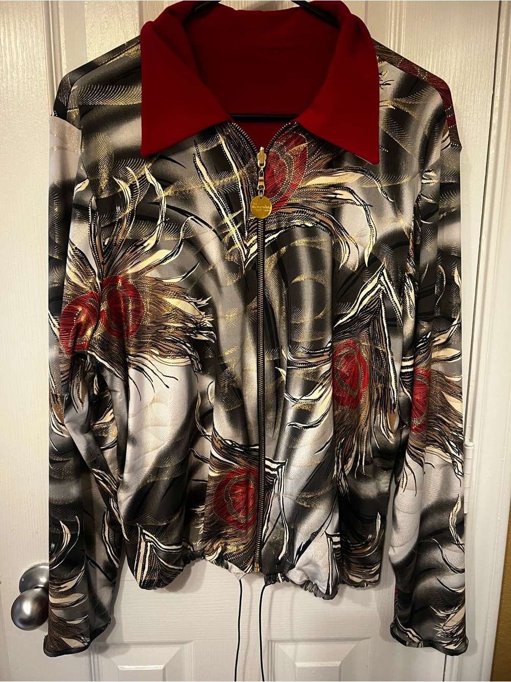The Reversible Golf Shirt Jacket Peacock and Red Reversible XL